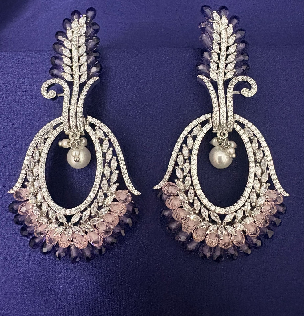 [E-DA-R-CS-PR-012] Amethyst Bloom Crystal Halo Earrings