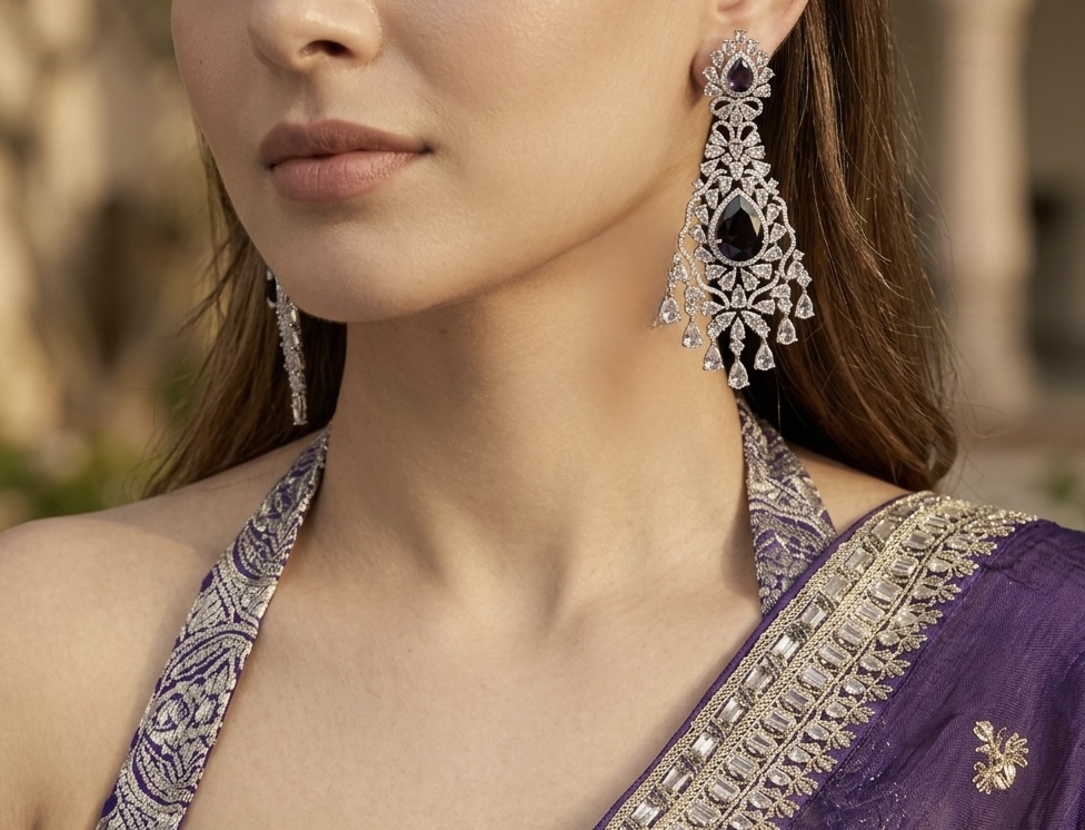 [E-PR-R-PR-032] Imperial Plum Garden Cascade Earrings
