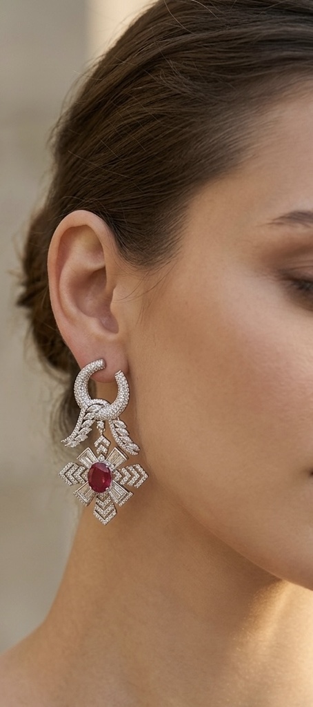 [E-DA-R-RB-062] Ruby Fleur Royale Earrings