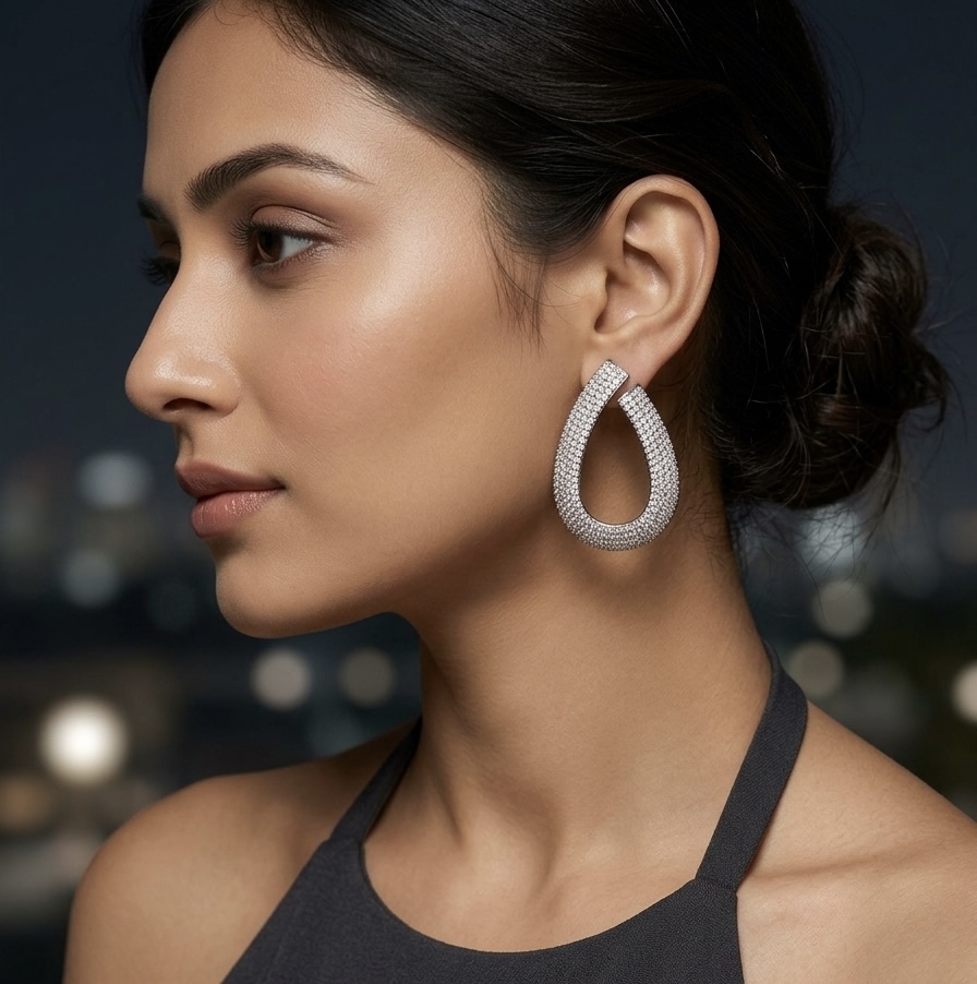 Ruvaaya Eclipse Pave Tapered Open-Drop Studs