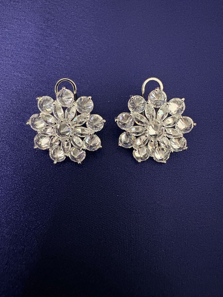 Blooming Crystal Floral Snowflake Statement Studs