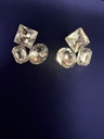Geometric Multi-Cut Crystal Cluster Stud Earrings in Gold Tone