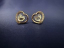 Romantic Floating Heart Solitaire Stud Earrings with pave Halo (Rose Gold)
